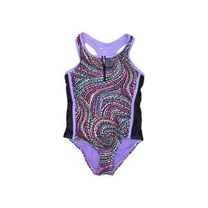 Free Country Girls Wave Mesh Front Zip One Piece Swimsuit Purple Size 8